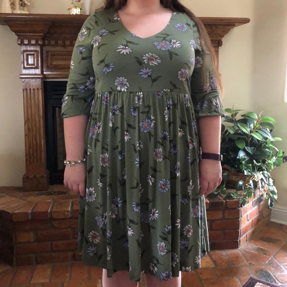 Green floral dress